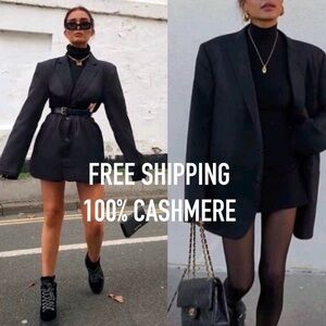 Vintage Donna Karan Cashmere Jacket / Peacoat / Oversized Black Blazer / Blazer